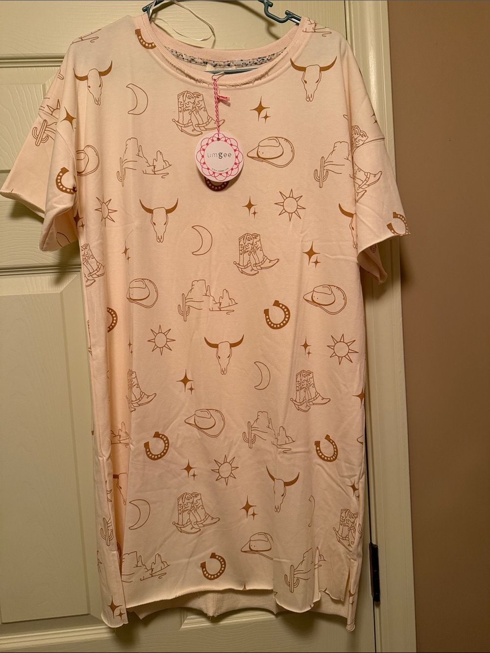 Umgee Blush Western Motif Lounge Dress